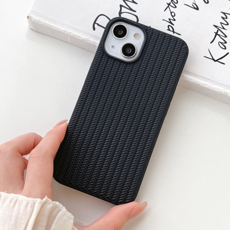 For iPhone 16 Weave Texture TPU Phone Case(Black) For iPhone 16 Weave Texture TPU Phone Case(Black)