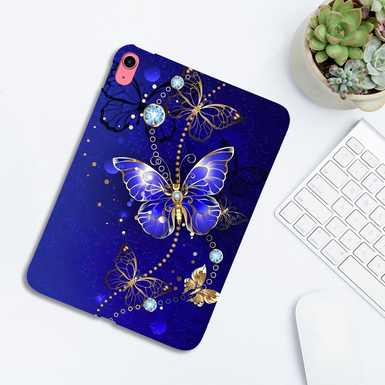 For iPad 10th Gen 10.9 2022 Color Painting Pattern Smart Tablet TPU Case(Blue Butterfly) For iPad 10th Gen 10.9 2022 Color Painting Pattern Smart Tablet TPU Case(Blue Butterfly)
