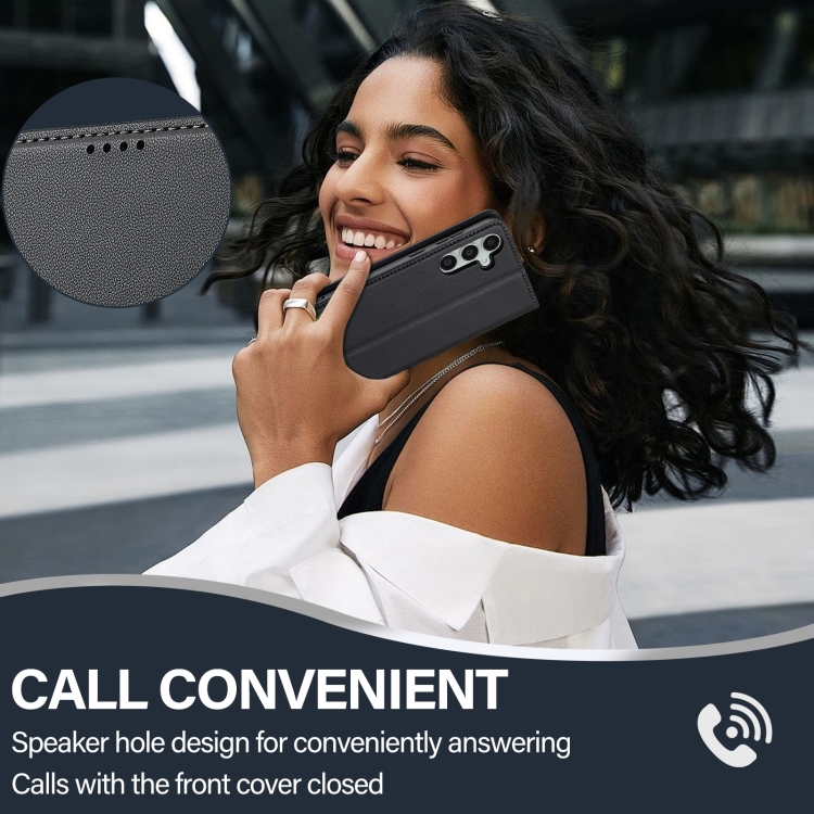 For Samsung Galaxy S23 5G LC.IMEEKE L1 Series Frosted Fine Texture PU Phone Case(Black)