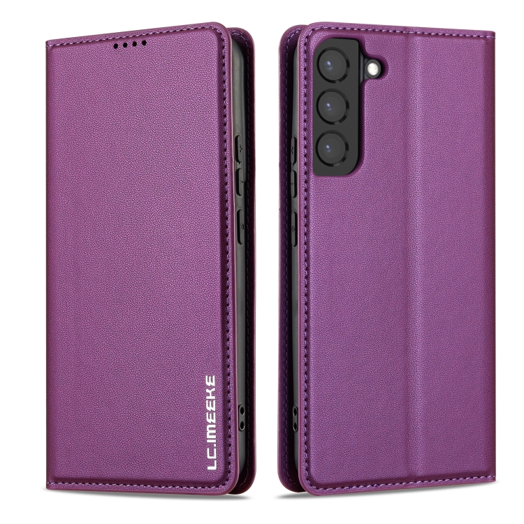For Samsung Galaxy S21 5G LC.IMEEKE L1 Series Frosted Fine Texture PU Phone Case(Purple) For Samsung Galaxy S21 5G LC.IMEEKE L1 Series Frosted Fine Texture PU Phone Case(Purple)