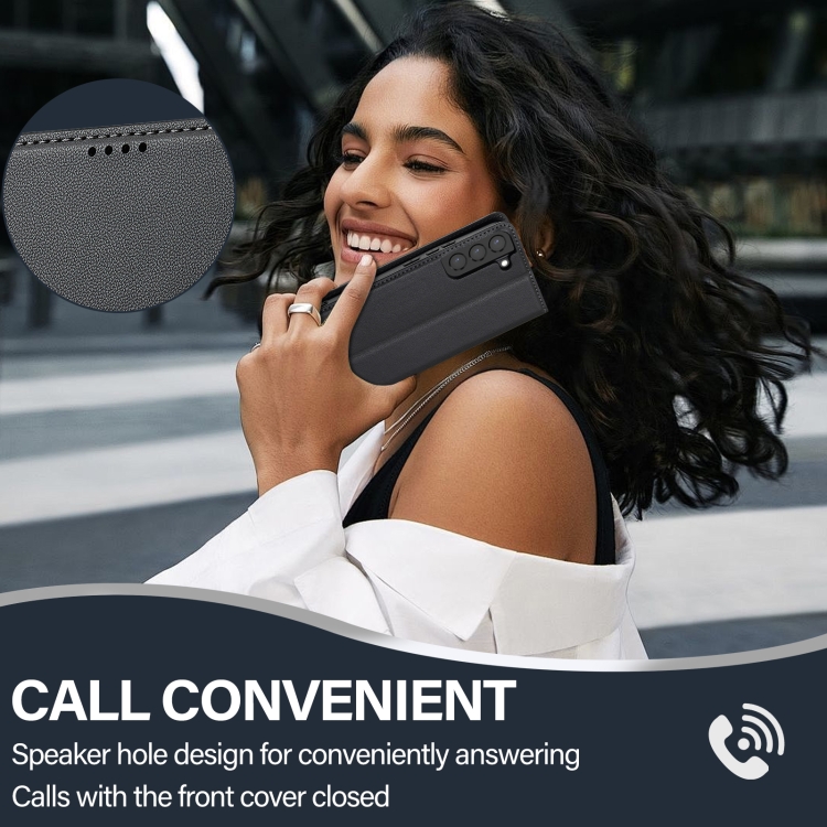 For Samsung Galaxy S22 5G LC.IMEEKE L1 Series Frosted Fine Texture PU Phone Case(Black)