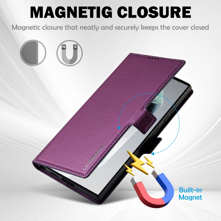 For Samsung Galaxy S25 Ultra 5G LC.IMEEKE L1 Series Frosted Fine Texture PU Phone Case(Purple) For Samsung Galaxy S25 Ultra 5G LC.IMEEKE L1 Series Frosted Fine Texture PU Phone Case(Purple)