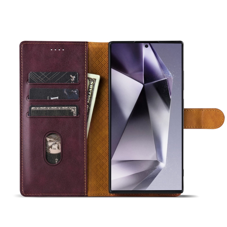 For Samsung Galaxy S23 Ultra 5G N.BEKUS CSJ-P1 Solid Color Leather Phone Case(Wine Red) For Samsung Galaxy S23 Ultra 5G N.BEKUS CSJ-P1 Solid Color Leather Phone Case(Wine Red)