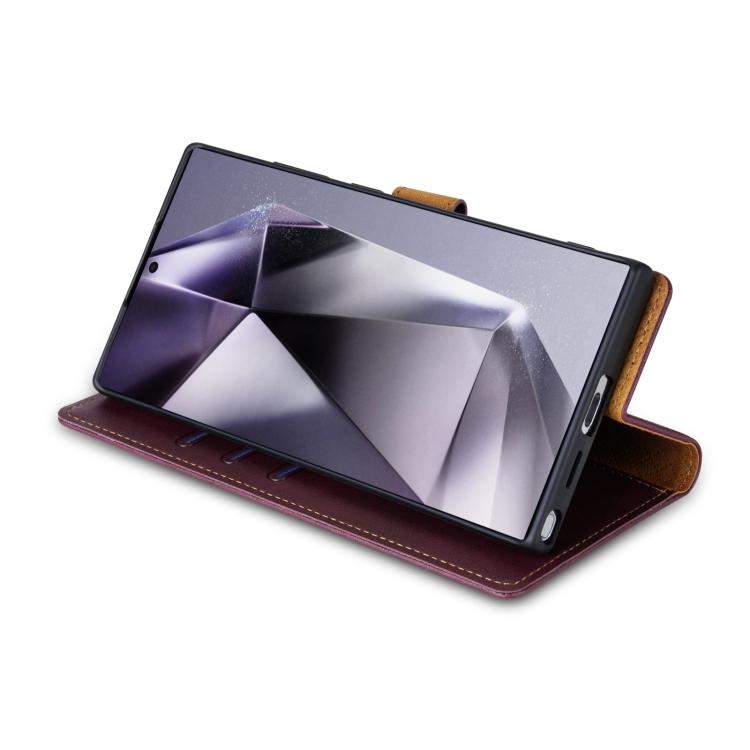 For Samsung Galaxy S23 Ultra 5G N.BEKUS CSJ-P1 Solid Color Leather Phone Case(Wine Red) For Samsung Galaxy S23 Ultra 5G N.BEKUS CSJ-P1 Solid Color Leather Phone Case(Wine Red)