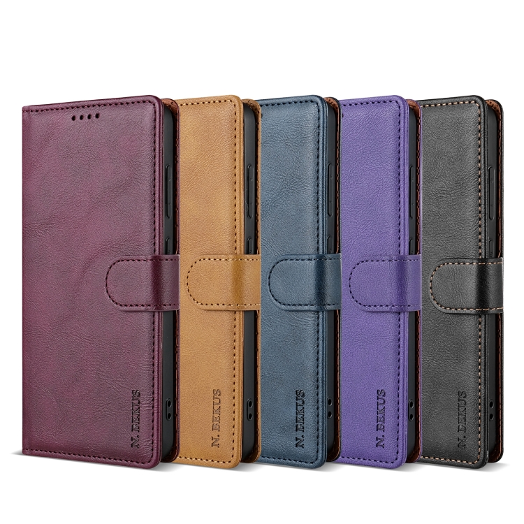 For Samsung Galaxy S23 FE 5G N.BEKUS CSJ-P1 Solid Color Leather Phone Case(Brown) For Samsung Galaxy S23 FE 5G N.BEKUS CSJ-P1 Solid Color Leather Phone Case(Brown)