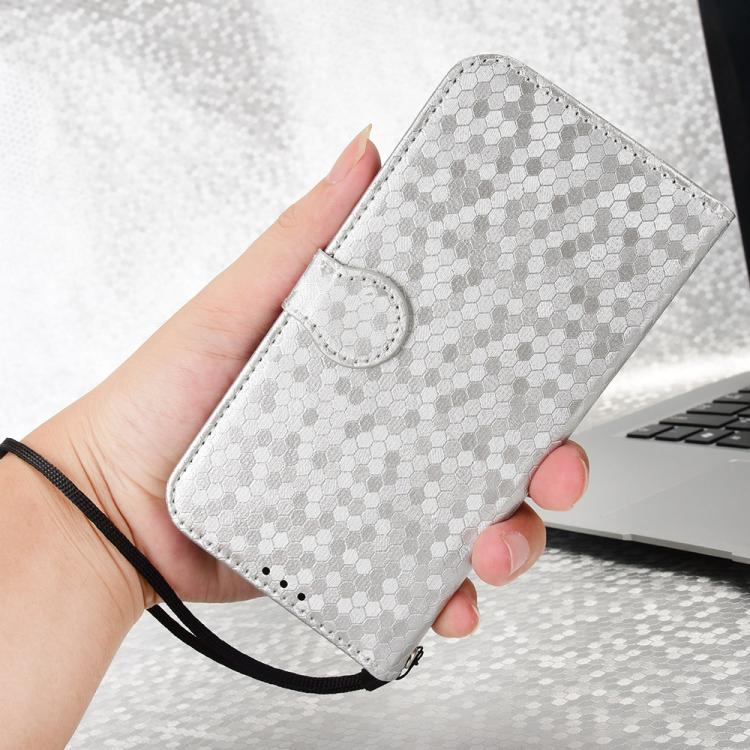 For Redmi Note 14 4G 163.25mm Honeycomb Dot Texture Leather Phone Case(Silver)