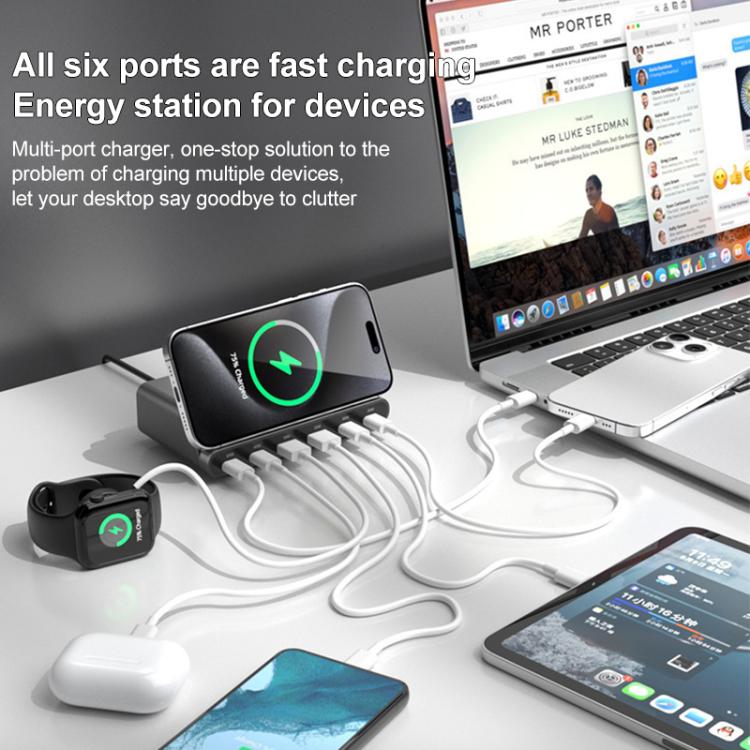 160W 4 x Type-C + 2 x USB Multi Ports Charger Support QI Wireless Charging(EU Plug) 160W 4 x Type-C + 2 x USB Multi Ports Charger Support QI Wireless Charging(EU Plug)