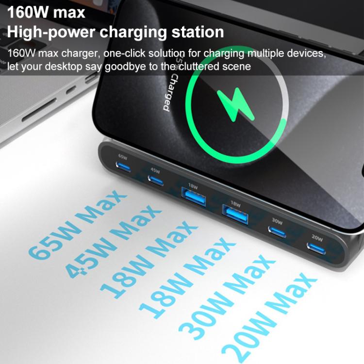 160W 4 x Type-C + 2 x USB Multi Ports Charger Support QI Wireless Charging(EU Plug) 160W 4 x Type-C + 2 x USB Multi Ports Charger Support QI Wireless Charging(EU Plug)