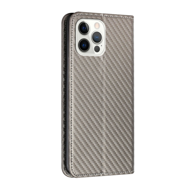 For iPhone 16 Pro Carbon Fiber Texture Magnetic Flip Leather Phone Case(Grey) For iPhone 16 Pro Carbon Fiber Texture Magnetic Flip Leather Phone Case(Grey)