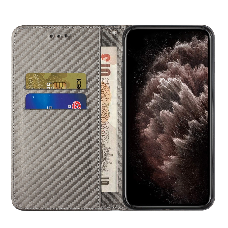 For iPhone 16 Pro Carbon Fiber Texture Magnetic Flip Leather Phone Case(Grey) For iPhone 16 Pro Carbon Fiber Texture Magnetic Flip Leather Phone Case(Grey)