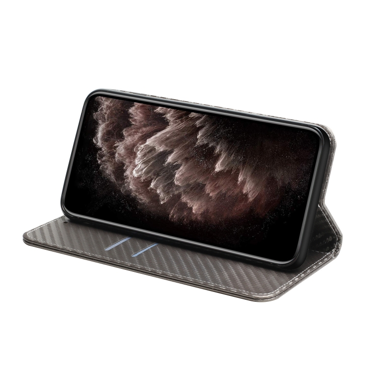 For iPhone 16 Pro Carbon Fiber Texture Magnetic Flip Leather Phone Case(Grey) For iPhone 16 Pro Carbon Fiber Texture Magnetic Flip Leather Phone Case(Grey)
