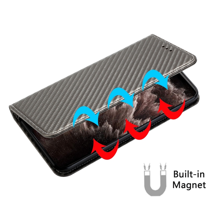 For iPhone 16 Pro Carbon Fiber Texture Magnetic Flip Leather Phone Case(Grey) For iPhone 16 Pro Carbon Fiber Texture Magnetic Flip Leather Phone Case(Grey)