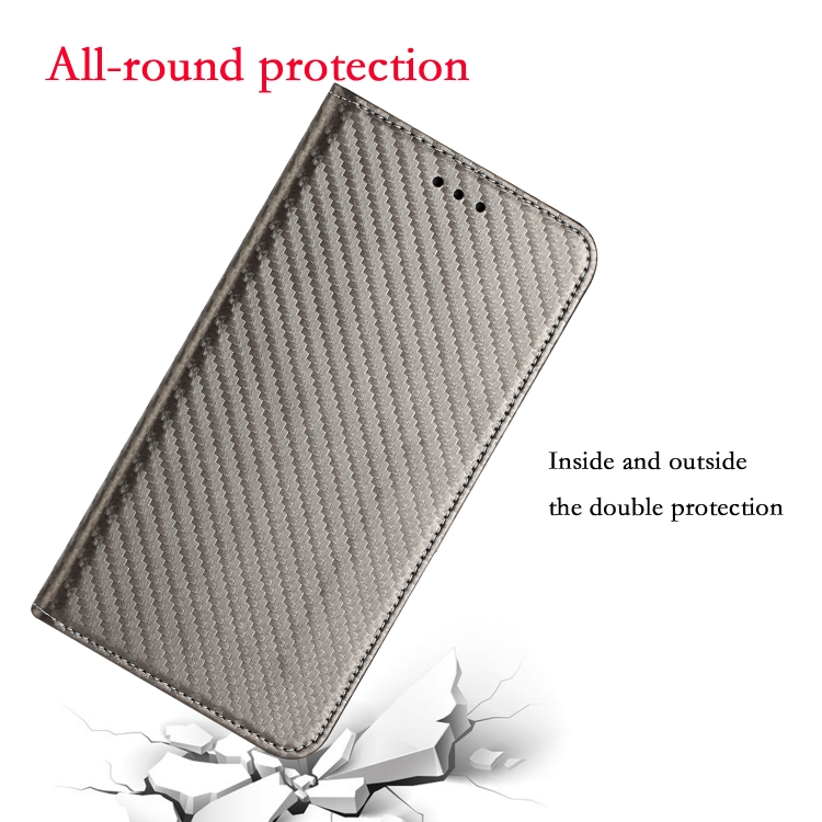 For iPhone 16 Pro Carbon Fiber Texture Magnetic Flip Leather Phone Case(Grey) For iPhone 16 Pro Carbon Fiber Texture Magnetic Flip Leather Phone Case(Grey)