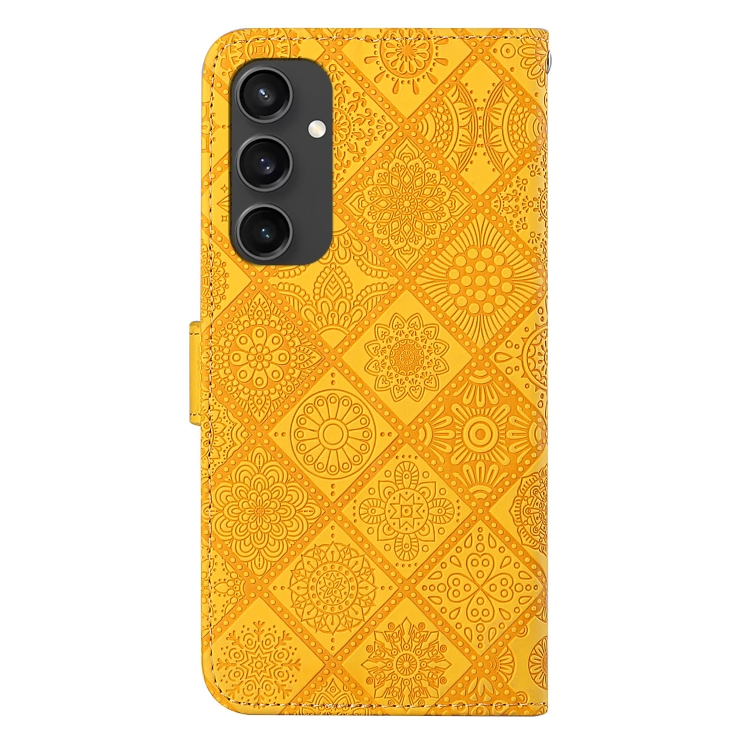 For Samsung Galaxy S24 FE 5G Ethnic Style Embossed Pattern Leather Phone Case(Yellow) For Samsung Galaxy S24 FE 5G Ethnic Style Embossed Pattern Leather Phone Case(Yellow)