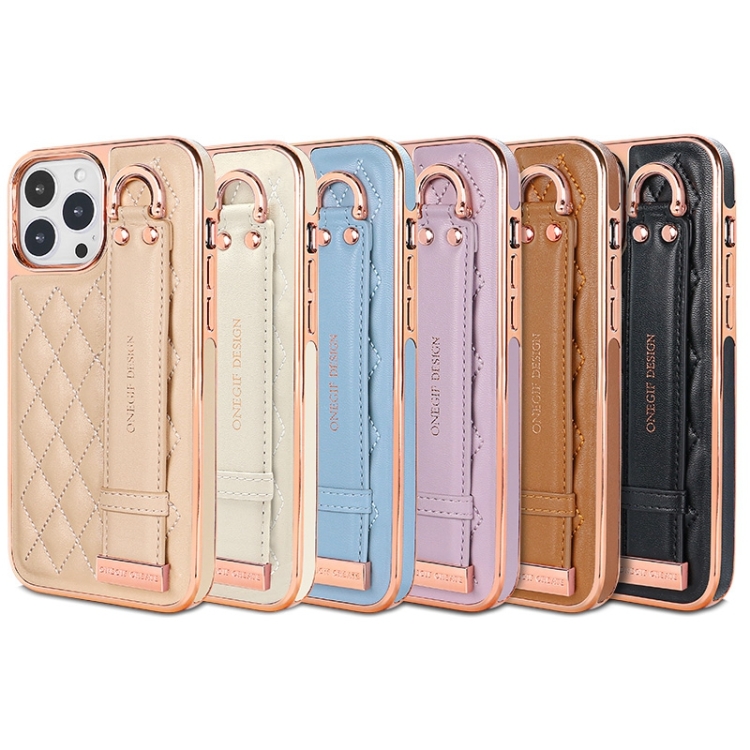 For iPhone 13 Pro Max VIETAO Rhombic Texture Wristband PU Phone Case(Brown) For iPhone 13 Pro Max VIETAO Rhombic Texture Wristband PU Phone Case(Brown)