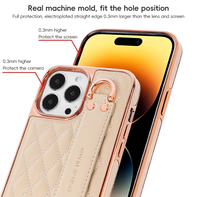 For iPhone 13 Pro Max VIETAO Rhombic Texture Wristband PU Phone Case(Brown) For iPhone 13 Pro Max VIETAO Rhombic Texture Wristband PU Phone Case(Brown)