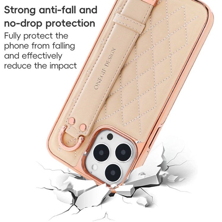 For iPhone 13 Pro Max VIETAO Rhombic Texture Wristband PU Phone Case(Brown) For iPhone 13 Pro Max VIETAO Rhombic Texture Wristband PU Phone Case(Brown)