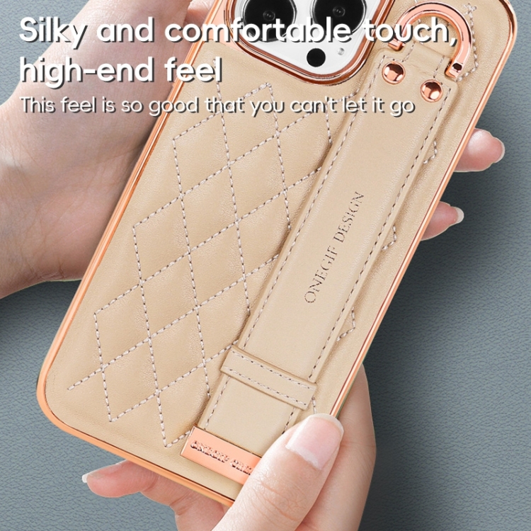 For iPhone 13 Pro Max VIETAO Rhombic Texture Wristband PU Phone Case(Brown) For iPhone 13 Pro Max VIETAO Rhombic Texture Wristband PU Phone Case(Brown)