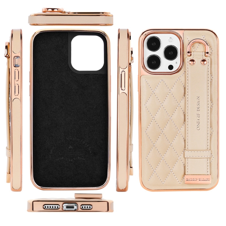 For iPhone 13 Pro Max VIETAO Rhombic Texture Wristband PU Phone Case(Brown) For iPhone 13 Pro Max VIETAO Rhombic Texture Wristband PU Phone Case(Brown)