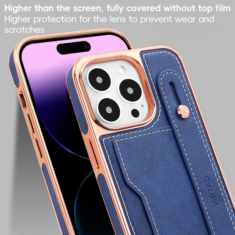 For iPhone 13 Pro Max VIETAO Card Slot Wristband Phone Case with Lanyard(Red) For iPhone 13 Pro Max VIETAO Card Slot Wristband Phone Case with Lanyard(Red)