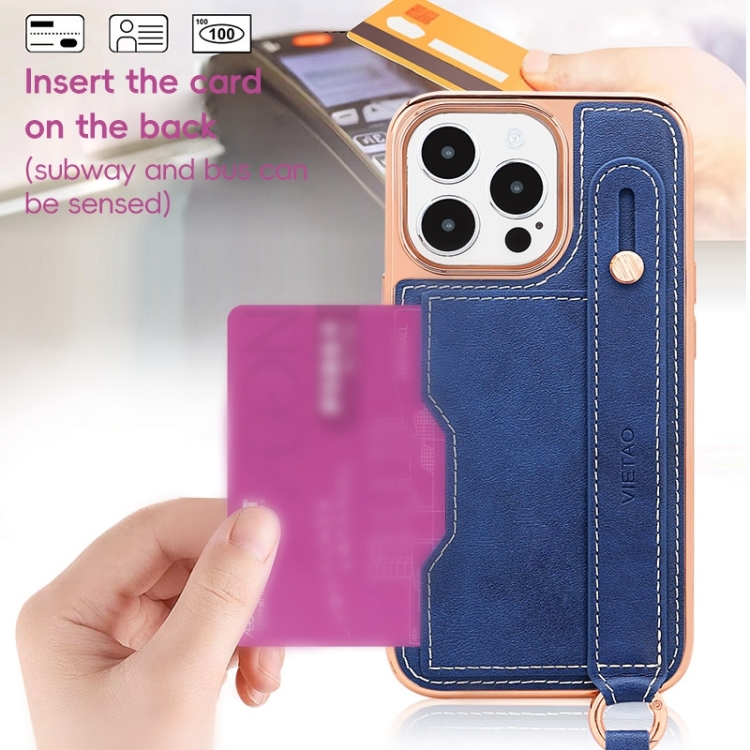 For iPhone 13 Pro Max VIETAO Card Slot Wristband Phone Case with Lanyard(Red) For iPhone 13 Pro Max VIETAO Card Slot Wristband Phone Case with Lanyard(Red)