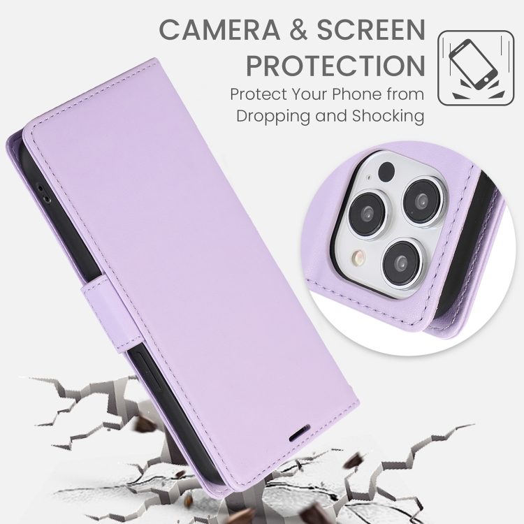 For iPhone 12 Pro Max Side Buckle RFID Anti-theft Leather Phone Case(Light Purple) For iPhone 12 Pro Max Side Buckle RFID Anti-theft Leather Phone Case(Light Purple)
