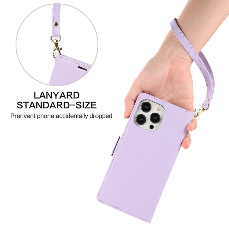 For iPhone 12 Pro Max Side Buckle RFID Anti-theft Leather Phone Case(Light Purple) For iPhone 12 Pro Max Side Buckle RFID Anti-theft Leather Phone Case(Light Purple)
