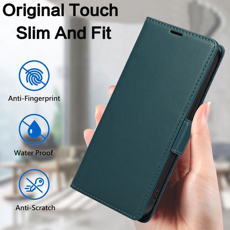 For iPhone 14 Plus Side Buckle RFID Anti-theft Leather Phone Case(Green) For iPhone 14 Plus Side Buckle RFID Anti-theft Leather Phone Case(Green)