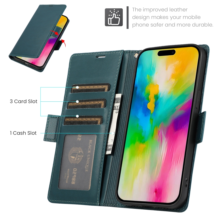 For iPhone 14 Plus Side Buckle RFID Anti-theft Leather Phone Case(Green) For iPhone 14 Plus Side Buckle RFID Anti-theft Leather Phone Case(Green)