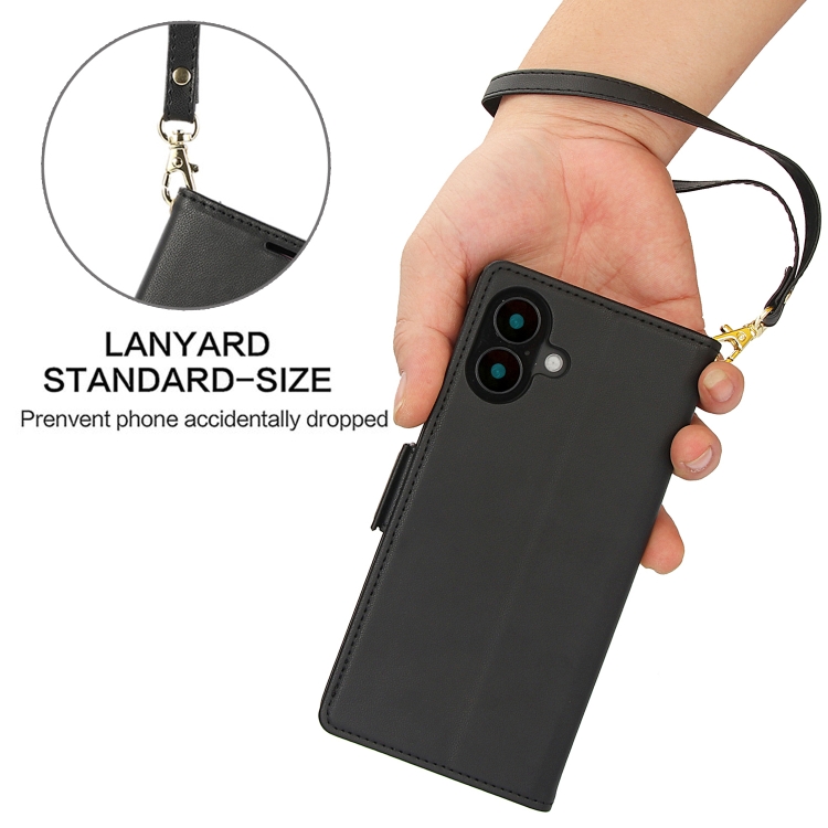 For iPhone 16 Side Buckle RFID Anti-theft Leather Phone Case(Black) For iPhone 16 Side Buckle RFID Anti-theft Leather Phone Case(Black)