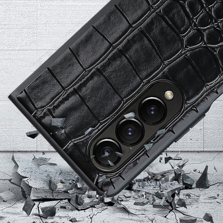 For Samsung Galaxy Z Fold4 VIETAO Crocodile Texture PU Leather Phone Case(Brown) For Samsung Galaxy Z Fold4 VIETAO Crocodile Texture PU Leather Phone Case(Brown)