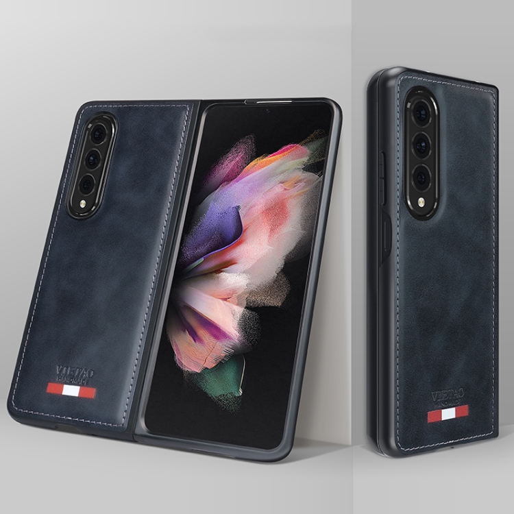 For Samsung Galaxy Z Fold4 VIETAO Plain Leather PU Phone Case(Black) For Samsung Galaxy Z Fold4 VIETAO Plain Leather PU Phone Case(Black)