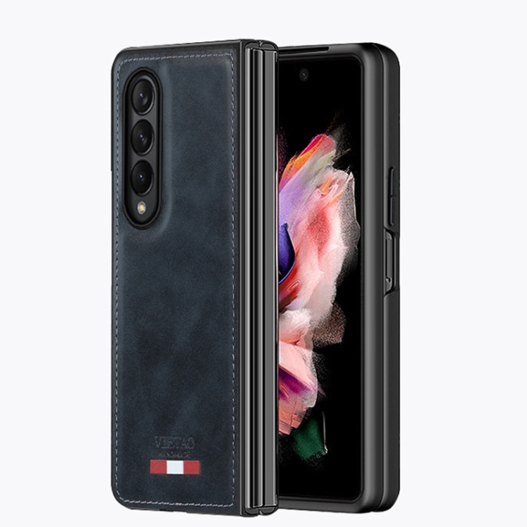For Samsung Galaxy Z Fold4 VIETAO Plain Leather PU Phone Case(Black) For Samsung Galaxy Z Fold4 VIETAO Plain Leather PU Phone Case(Black)