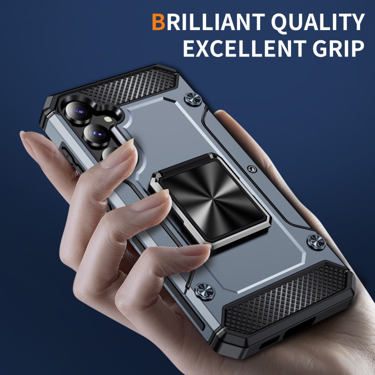 For Samsung Galaxy S23 FE 5G Shockproof Metal Holder Phone Case(Grey) For Samsung Galaxy S23 FE 5G Shockproof Metal Holder Phone Case(Grey)