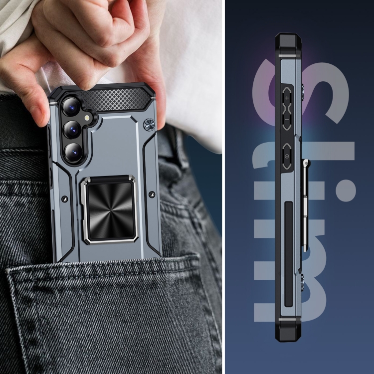 For Samsung Galaxy S23 FE 5G Shockproof Metal Holder Phone Case(Grey) For Samsung Galaxy S23 FE 5G Shockproof Metal Holder Phone Case(Grey)