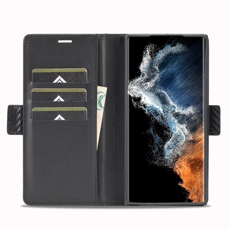 For Samsung Galaxy S25 Ultra 5G LC.IMEEKE Carbon Fiber Leather Phone Case(Vertical Black) For Samsung Galaxy S25 Ultra 5G LC.IMEEKE Carbon Fiber Leather Phone Case(Vertical Black)