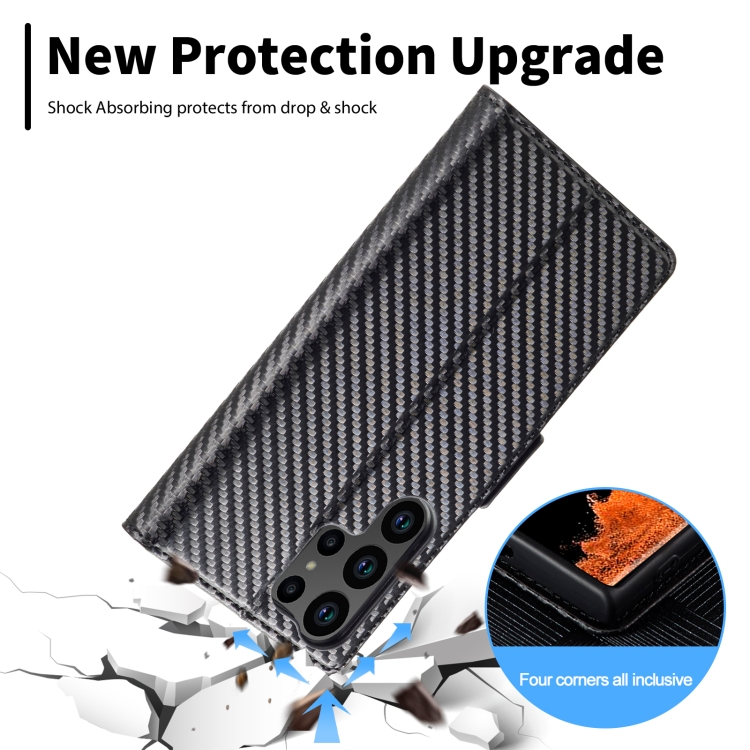 For Samsung Galaxy S25 Ultra 5G LC.IMEEKE Carbon Fiber Leather Phone Case(Vertical Black) For Samsung Galaxy S25 Ultra 5G LC.IMEEKE Carbon Fiber Leather Phone Case(Vertical Black)
