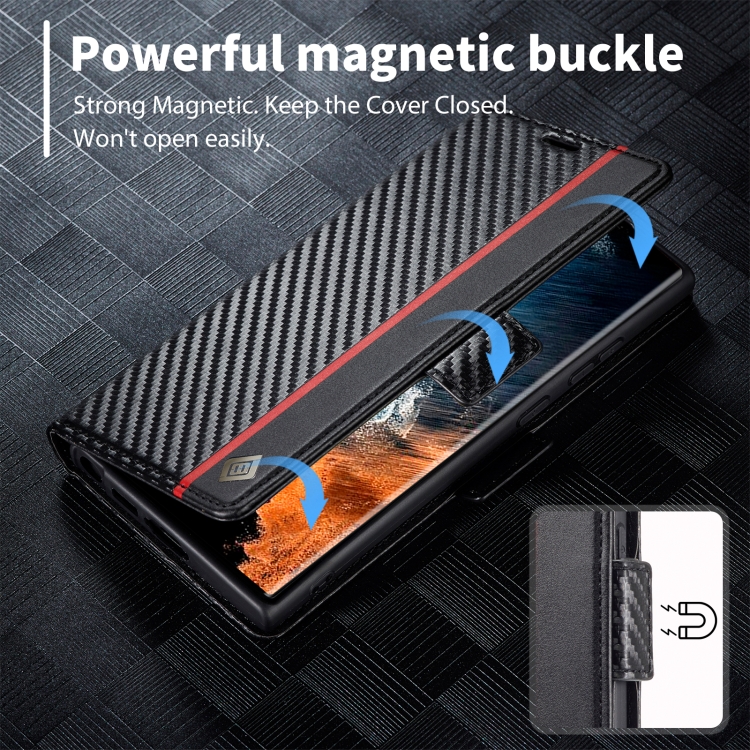For Samsung Galaxy S25 Ultra 5G LC.IMEEKE Carbon Fiber Leather Phone Case(Vertical Black) For Samsung Galaxy S25 Ultra 5G LC.IMEEKE Carbon Fiber Leather Phone Case(Vertical Black)