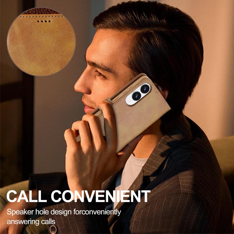 For Samsung Galaxy S25 Edge 5G LC.IMEEKE Calf Texture Leather Phone Case(Brown)