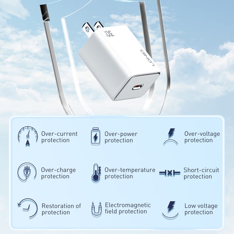 LDNIO A1508C PD30W USB-C / Type-C Fast Charger with 1m Type-C Cable(White) - 9