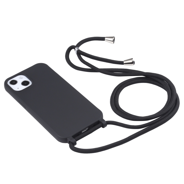 For iPhone 15 Pro Candy Colors TPU Protective Phone Case with Lanyard(Black) For iPhone 15 Pro Candy Colors TPU Protective Phone Case with Lanyard(Black)