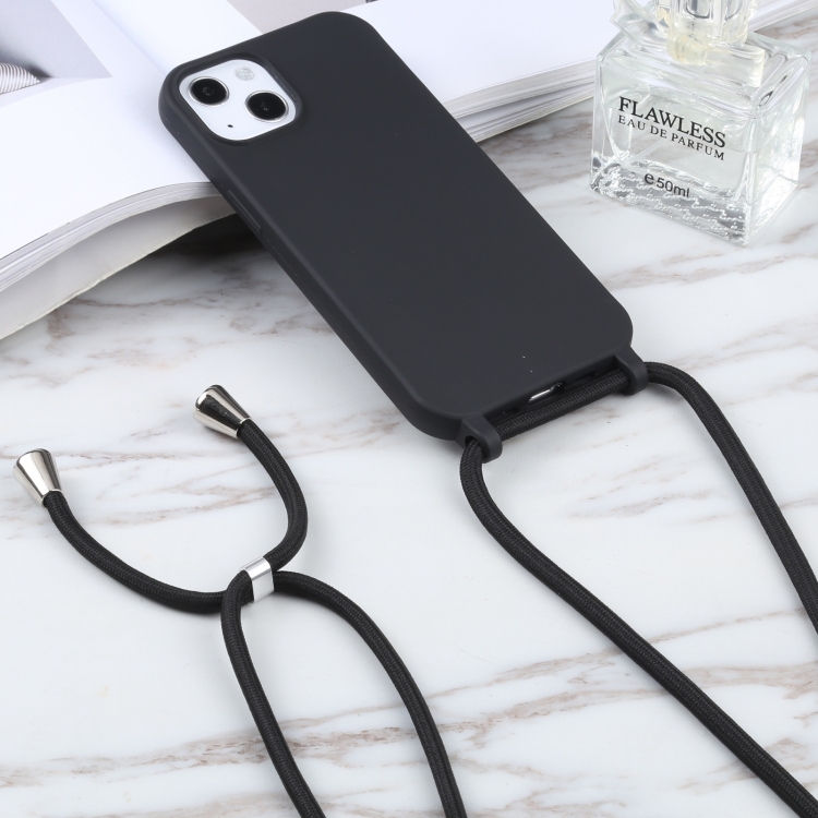 For iPhone 15 Pro Candy Colors TPU Protective Phone Case with Lanyard(Black) For iPhone 15 Pro Candy Colors TPU Protective Phone Case with Lanyard(Black)