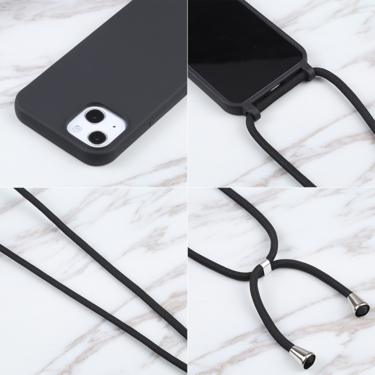 For iPhone 15 Pro Candy Colors TPU Protective Phone Case with Lanyard(Black) For iPhone 15 Pro Candy Colors TPU Protective Phone Case with Lanyard(Black)