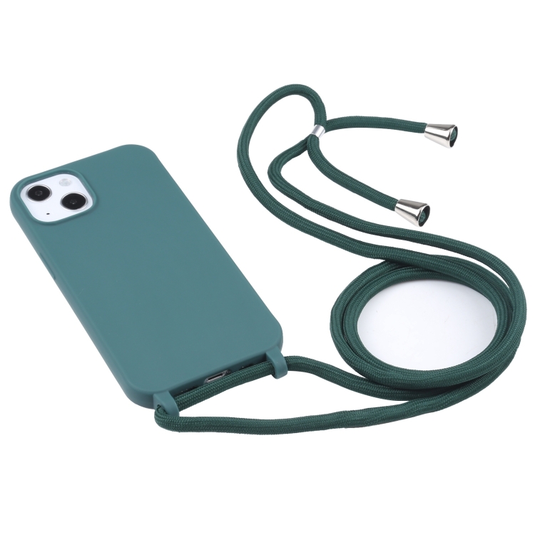 For iPhone 15 Candy Colors TPU Protective Phone Case with Lanyard(Dark Green) For iPhone 15 Candy Colors TPU Protective Phone Case with Lanyard(Dark Green)