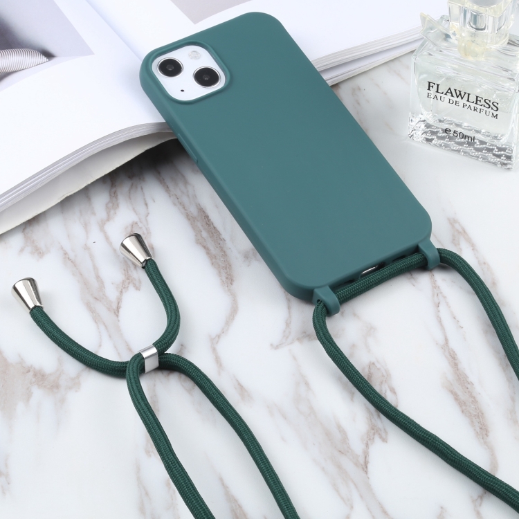 For iPhone 15 Candy Colors TPU Protective Phone Case with Lanyard(Dark Green) For iPhone 15 Candy Colors TPU Protective Phone Case with Lanyard(Dark Green)