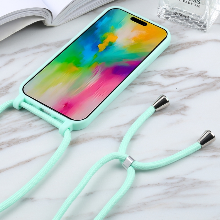 For iPhone 16 Pro Candy Colors TPU Protective Phone Case with Lanyard (Mint Green) For iPhone 16 Pro Candy Colors TPU Protective Phone Case with Lanyard (Mint Green)