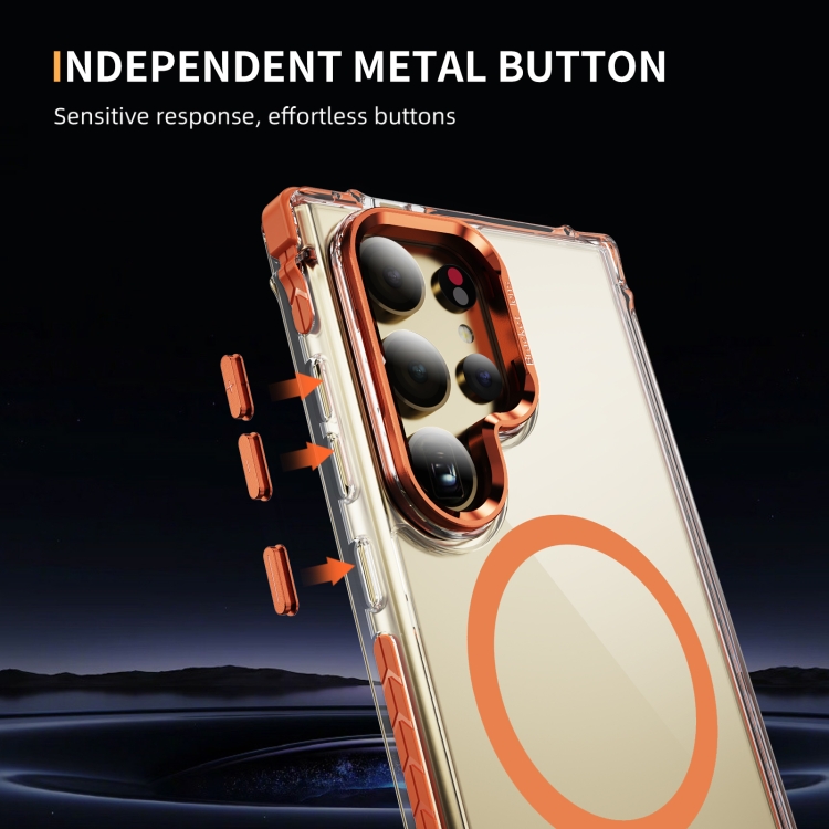 For Samsung Galaxy S24 Ultra 5G Rainbow Series Transparent MagSafe Lens Holder Phone Case(Orange) For Samsung Galaxy S24 Ultra 5G Rainbow Series Transparent MagSafe Lens Holder Phone Case(Orange)