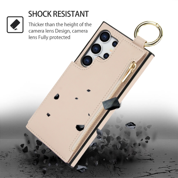 For Samsung Galaxy S24 Ultra 5G RFlD Anti-theft Double Buckle Ring Zipper Card Phone Case(White) For Samsung Galaxy S24 Ultra 5G RFlD Anti-theft Double Buckle Ring Zipper Card Phone Case(White)
