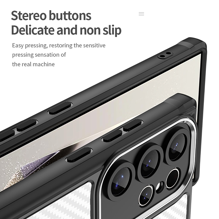 For Samsung Galaxy S25 Ultra 5G Carbon Fiber Texture MagSafe Translucent Phone Case(Black) For Samsung Galaxy S25 Ultra 5G Carbon Fiber Texture MagSafe Translucent Phone Case(Black)
