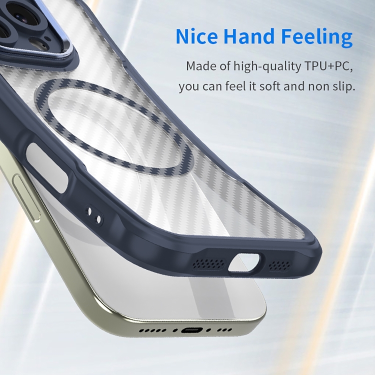 For Samsung Galaxy S24 Ultra 5G Carbon Fiber Texture MagSafe Translucent Phone Case(Blue)